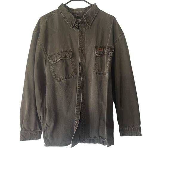 Carhartt Men 2XL Grey Stone Canvas Heavy Workwear Long Sleeve Button Up - Picture 1 of 12
